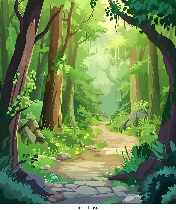 Green Forest Path Illustration