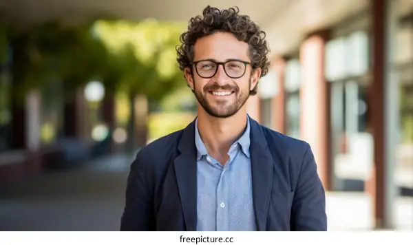 Portrait of a smiling young businessman wearing glasses