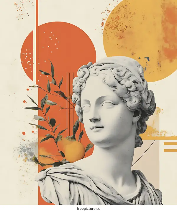 Abstract Art With A Bust Of A Woman In The Center