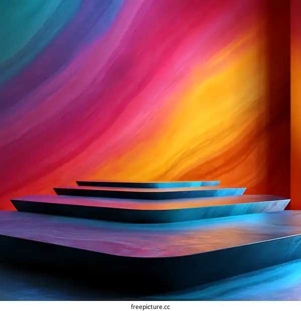 Colorful Abstract Gradient Steps Display
