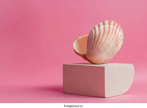 Seashell on a Pink Background Minimalist Photography