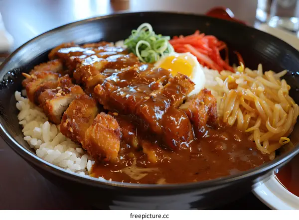 Japanese style curry with deep fried pork cutlet