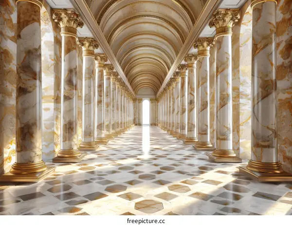 Grand Colonnade Hallway Illustration