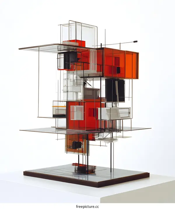 Glass and Steel Architectural Model of a Modern Building