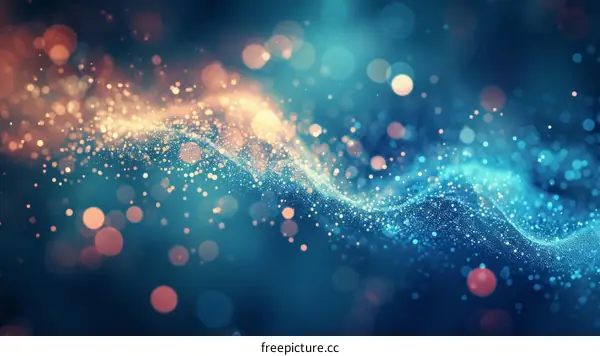 Blue and orange glowing particles background