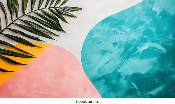 Abstract Colorful Background with Tropical Palm Leaf