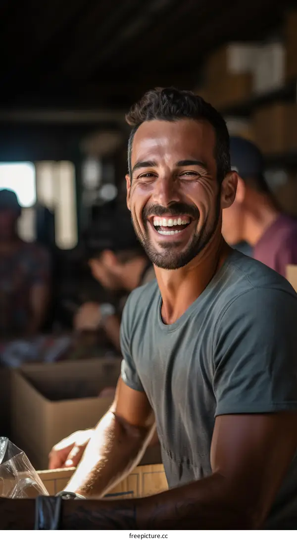 Happy warehouse worker