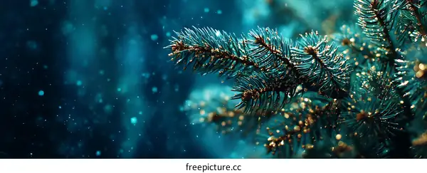 Winter Teal Christmas Tree Branches