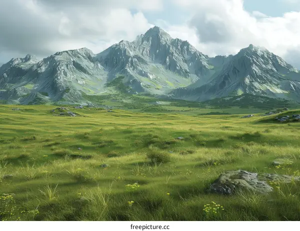 Majestic Mountain and Verdant Grasslands