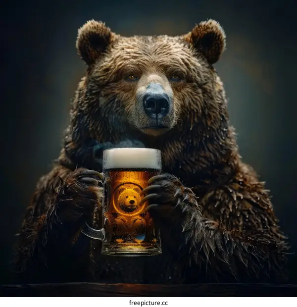 Bear Enjoying a Mug of Beer