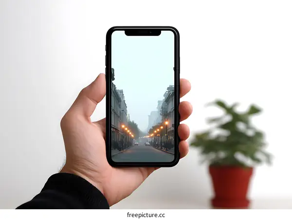 City Street View on Smartphone Display