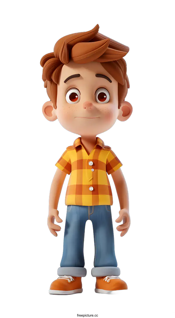 [Transparent Background PNG]3D rendering of a cute cartoon boy