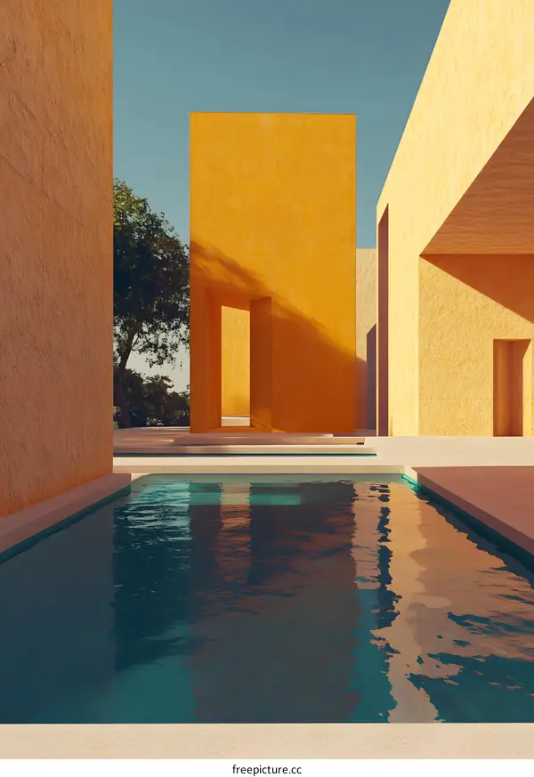 Minimalist Architecture with Pool and Yellow Walls