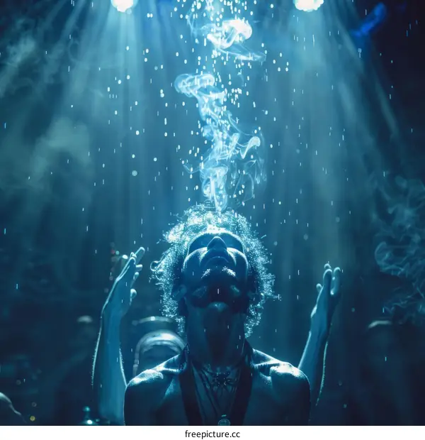 Man Smoking Hookah Underwater