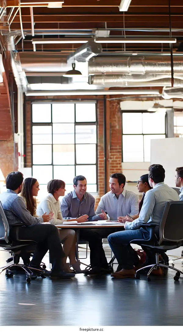 Group of diverse professionals meeting in an office