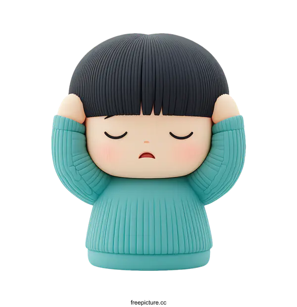 [Transparent Background PNG]Cute Illustration of a Stressed Child