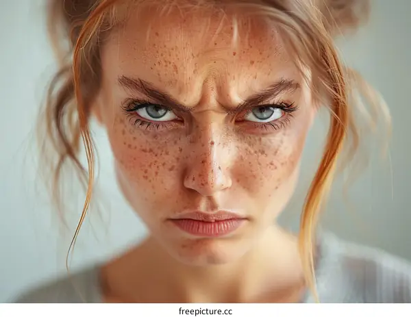 Close Up Portrait of a Woman with Freckles
