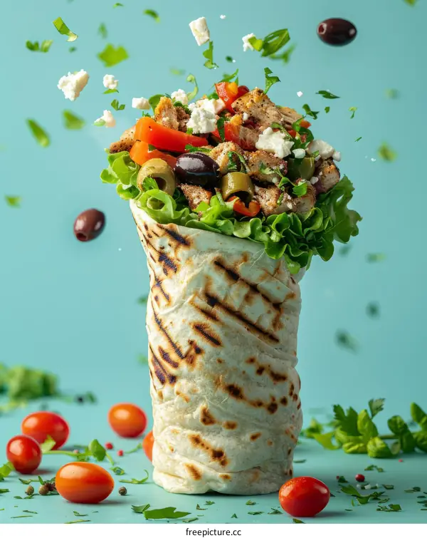 Chicken Shawarma Wrap with Fresh Veggies & Feta