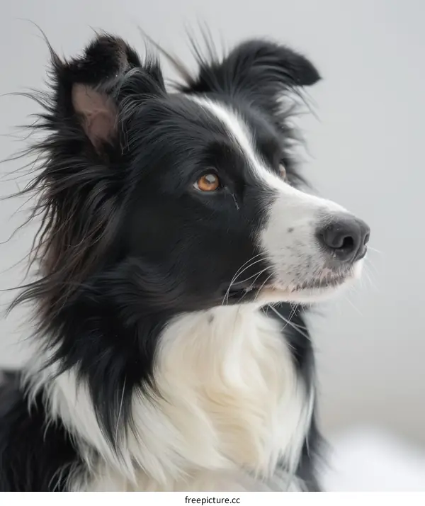 A Border Collie looking off into the distance