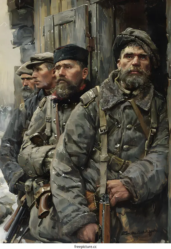 Four soldiers of the Russian Imperial Army during World War I
