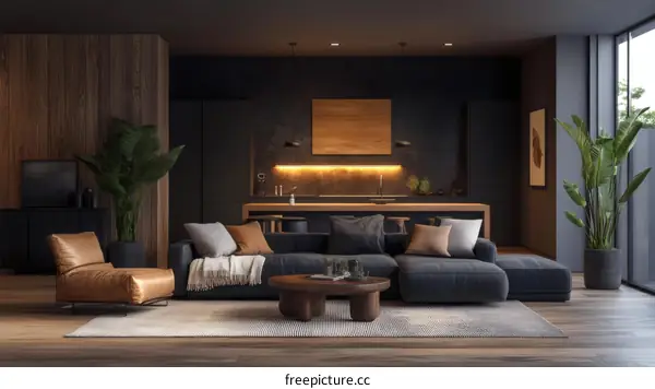 Modern Dark Living Room Interior Design