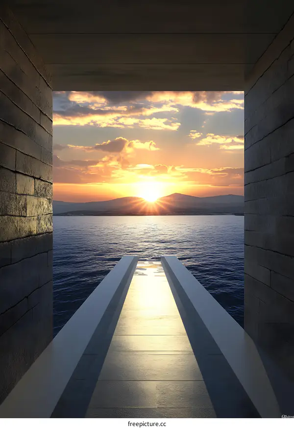 Sunset View From Brick Archway