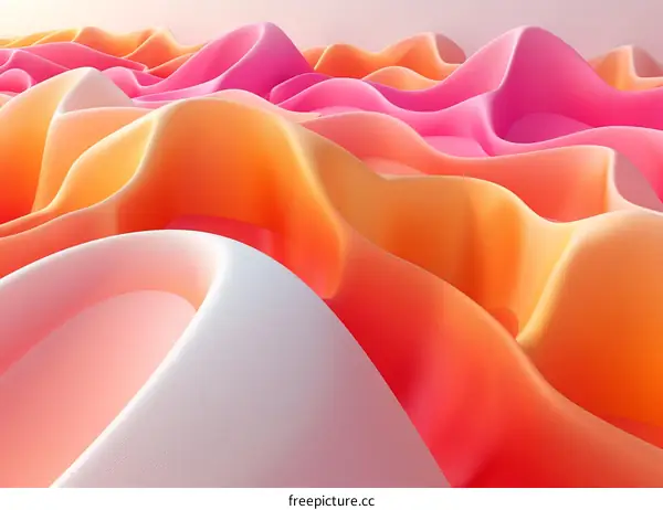 Colorful 3D rendering of a wavy terrain with smooth hills