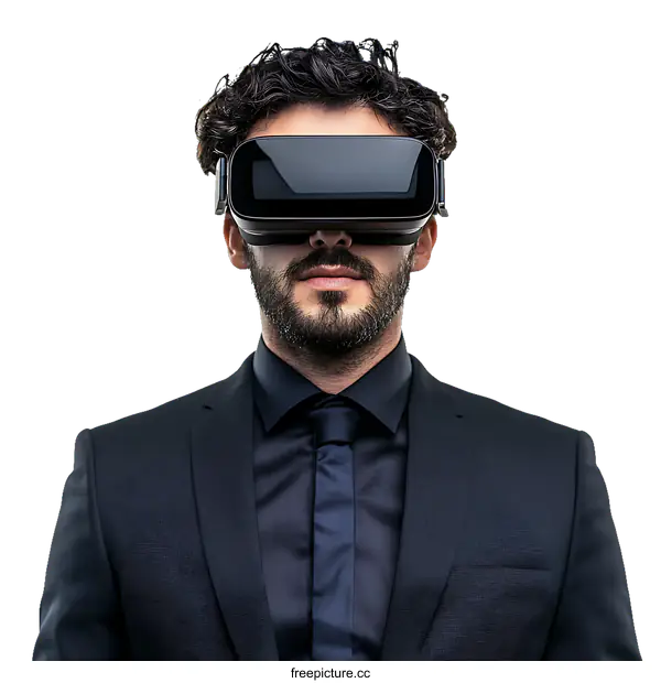 [Transparent Background PNG]Businessman Experiencing Virtual Reality
