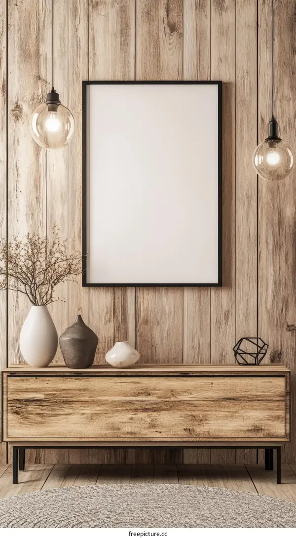 Modern Rustic Wooden Entertainment Center Interior Design