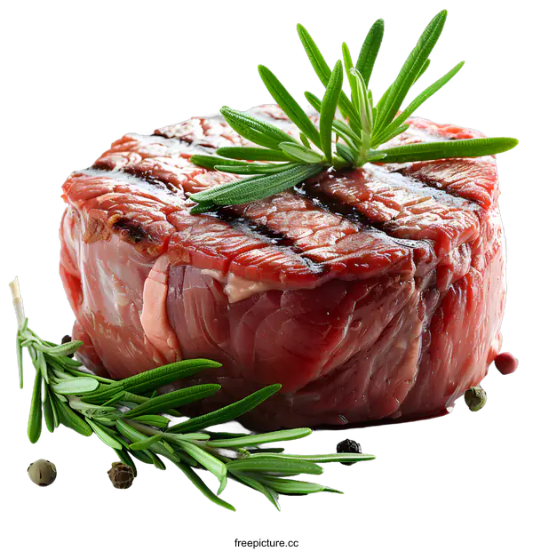 [Transparent Background PNG]grilled beef steak with rosemary and spices