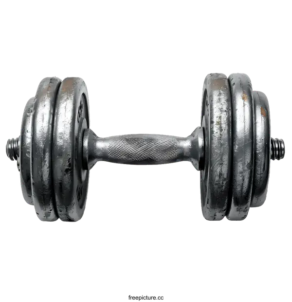 [Transparent Background PNG]Silver dumbbell on white background