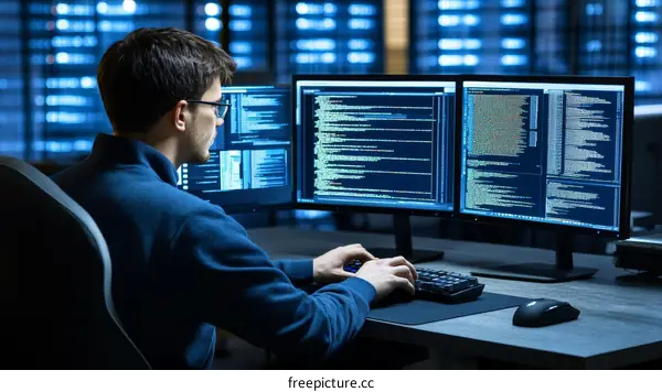 Software Developer at Work in Data Center