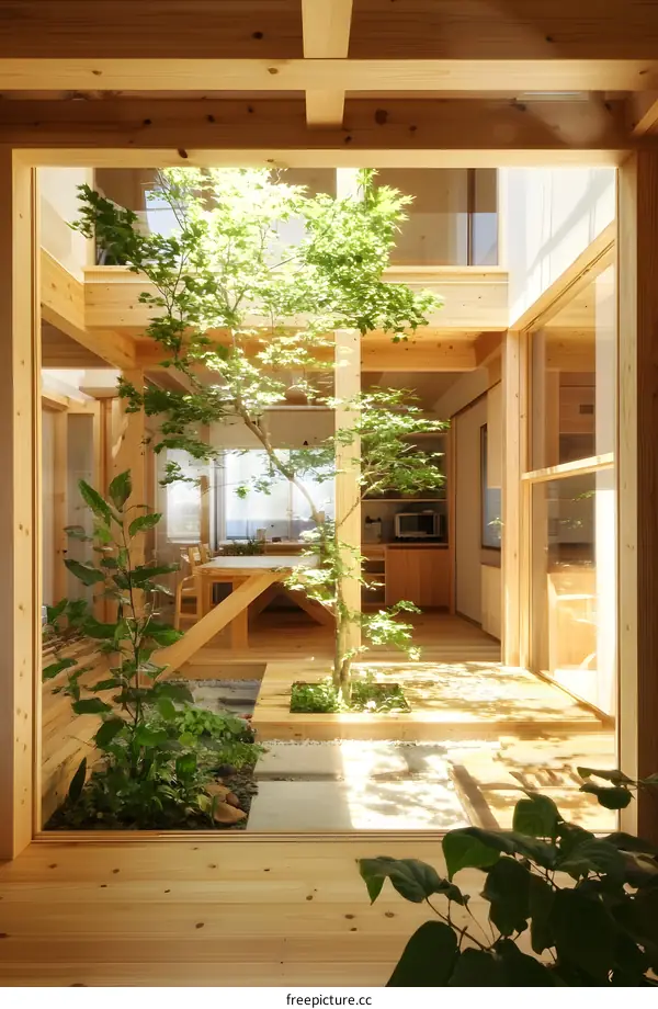 Wooden House with Inner Garden Courtyard