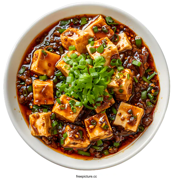 [Transparent Background PNG]Mapo Tofu in a White Bowl