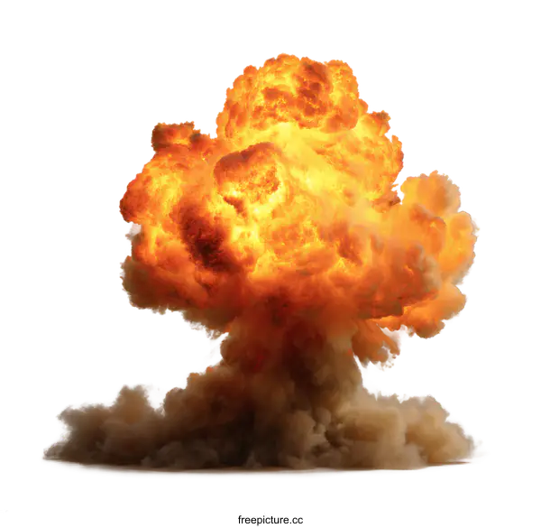 [Transparent Background PNG]Explosive Blast Illustration with Smoke and Fire