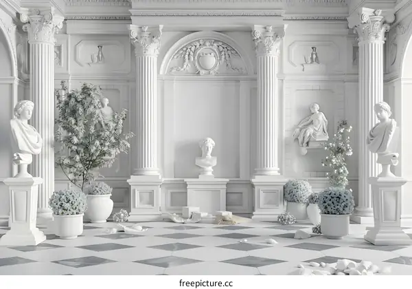 White Classical Architecture Relief Wall Murals