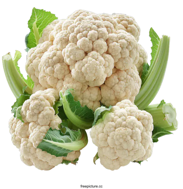 [Transparent Background PNG]Fresh Cauliflower Heads Isolated on transparent background