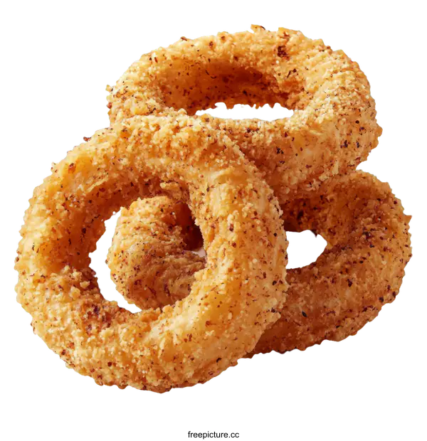 [Transparent Background PNG]Crispy Fried Onion Rings Close Up