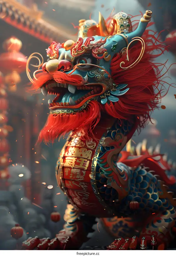 Dragon and lion dance