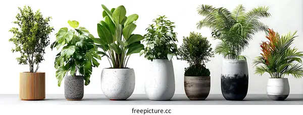 Various Houseplants in Stylish Pots