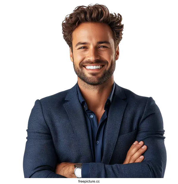 [Transparent Background PNG]Confident Businessman Portrait