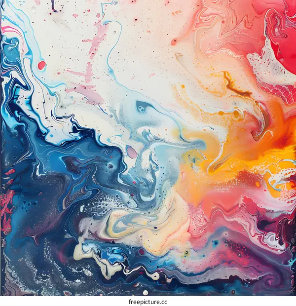 Abstract Colorful Swirling Paint Art