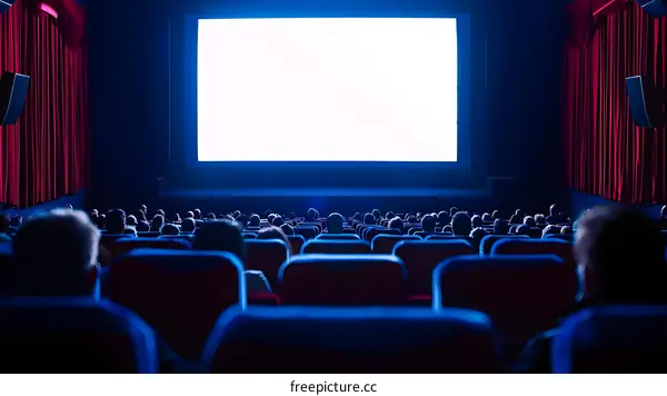 Movie Theater Audience Watching Movie Screen