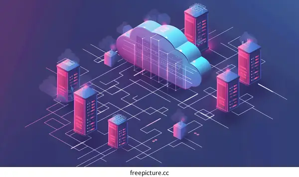 Isometric cloud computing servers data storage