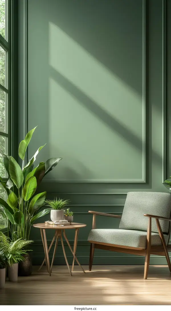 Green Living Room Interior Design Illustration