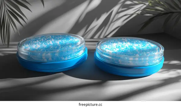 Blue Cosmetic Jar with Ice Crystals