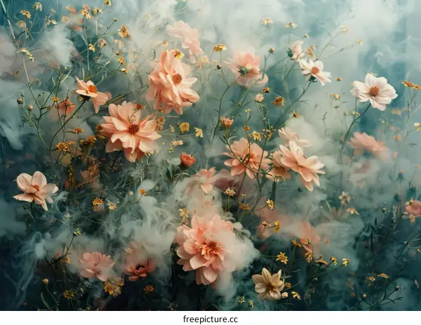 Ethereal Flowers in a Dreamy Mist