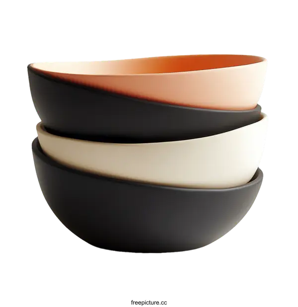 [Transparent Background PNG]Stack of Colorful Bowls - Modern Kitchenware Design