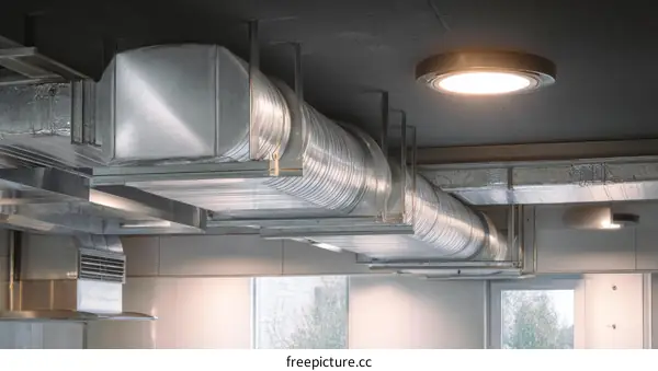 Industrial Ventilation System Ductwork in a Commercial Kitchen