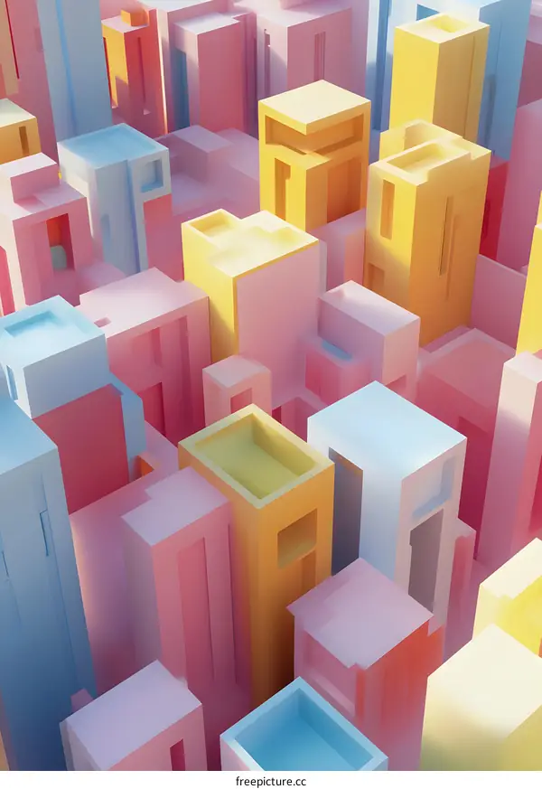 Abstract Minimalist Cityscape in Pastel Colors